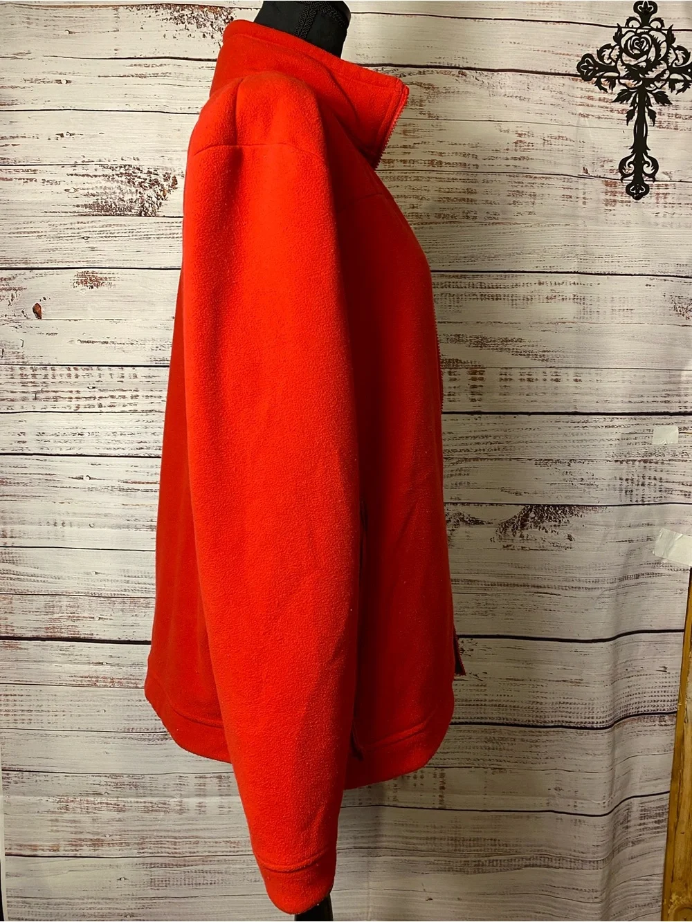 The North Face Red Fleece Jacket with Gray Chest Panel Sz-L